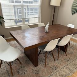Modern Dining Table With 6 Eames Style Chairs