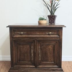 Vintage Drexel Wood Brown Regency Style Nightstand Drawer Storage Door Cabinets