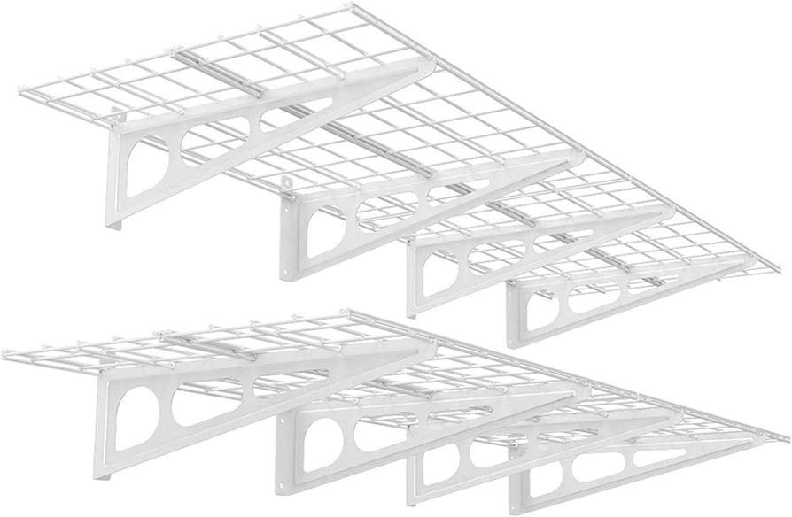 2-Pack 2x6ft 24-inch-by-72-inch Wall Shelf Garage Storage Rack Floating Shelves, White