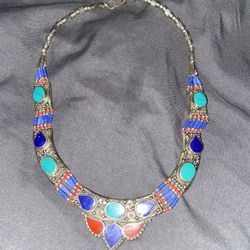 Nepal Jewelry Tibetan Silver Turquoise Tribal Necklace