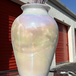 Vintage Pearlescent Opalescent Rainbow Glass Vase 