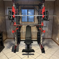 Smith Machine 200 | Adjustable Bench | 245lb Cast Iron Olympic Weights | 7ft Olympic Bar | Fitness | Gym Equipment | FREE DELIVERY/INSTALLATION 🚚 🛠️