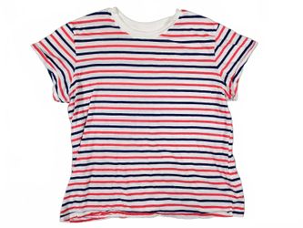 Universal Thread Women L Red Blue Cotton Striped Tee