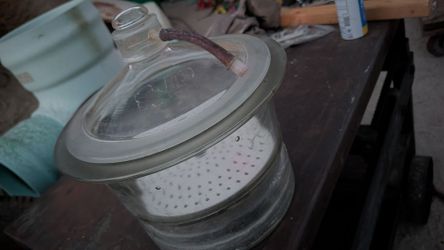 Coors XL Glass Desiccator Jar Dryer 13” w Porcelain Plate like Corning Pyrex dessication plate