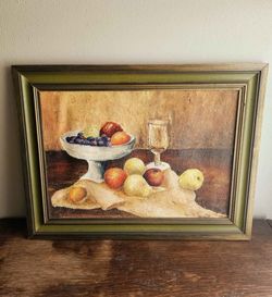 Framed Fruit Still Life Oil Painting