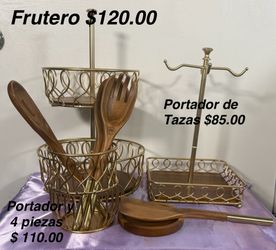 Princess House set Frutero, Portador de tazas, portador y 4 piezas cucharas.