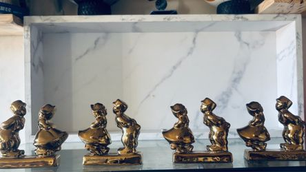 Set of 4 Brass Dutch Girl Figurines