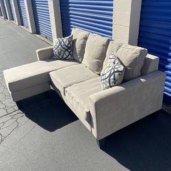 Light Beige Reversible Sectional Sofa