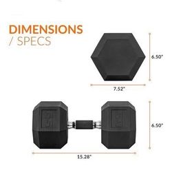 New Dumbbell 65lb Rubber Hex 