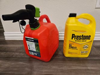 2-Gallon Scepter Gas Can + Prestone Antifreeze Bundle – $20
