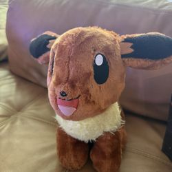 BAB Build A Bear Pokemon Eevee Plush Stuffed Animal W Sound 16" 2017 Nintendo