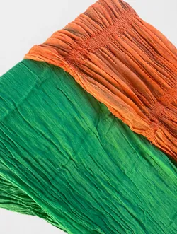 Lot of 2 Pareos Sarongs - Emerald Green + Orange Beaded