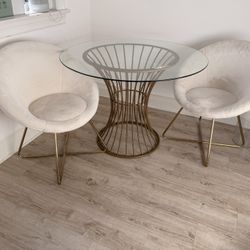 42” Wide Glass Dining Table W/ 2 Chairs