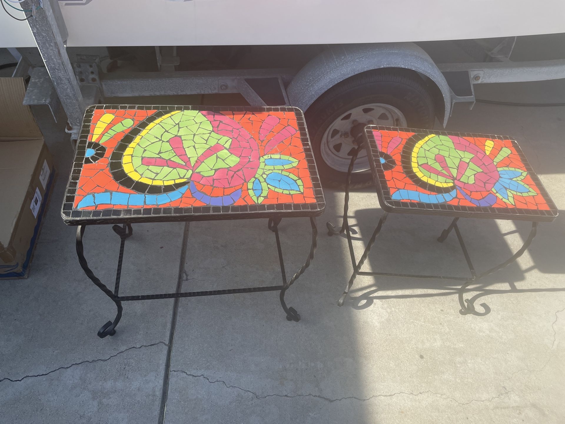 two outdoor tables