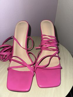 Pink strappy heels