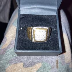 Mens Ring Size 10 Plated With Small Diamonds