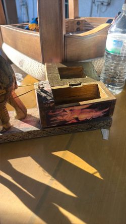 Small Wooden Decorative Box with Artwork