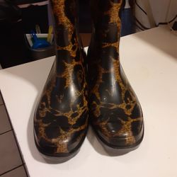 Leopard Print Rain Boots 