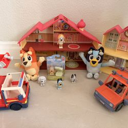 Bluey Toy Bundle Set with House, Figures, Plush & Vehicles – Mixed Lot