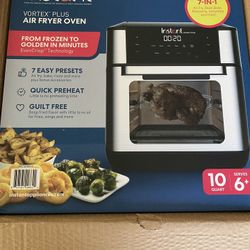 Instant Vortex Plus 10 Quart Air Fryer, Rotisserie and Convection Oven, Air Fry, Roast, Bake, Dehydrate and Warm, 1500W, Stainless Steel and Black