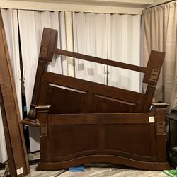 Queen Sized Cherry-Wood Bed Frame w/both Headboard + Footboard