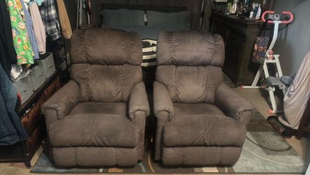 2 brown recliner, couches