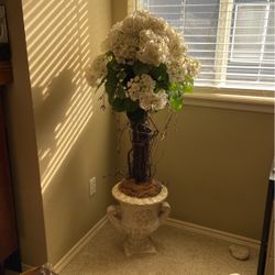 Floral Pottery Decorative White Flower Stick Arrangement