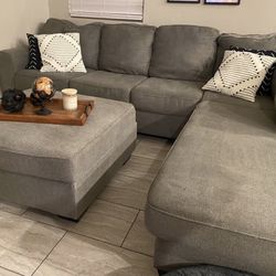 Modern Gray Sectional Couch + Ottoman (Large & Comfortable)