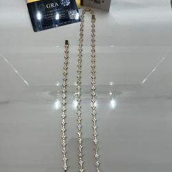 VVS GRA Certified Moissanite  Gold 24inch Tennis  Chain and 8inch Bracelet