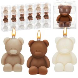 50 Pcs Bear Baby Shower Candle Favors for Guest Bear Party Favors Baby Shower Candles Bulk for Gifts Party Decorations(Light Brown, Brown, White)
