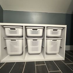 White Storage With Bins 