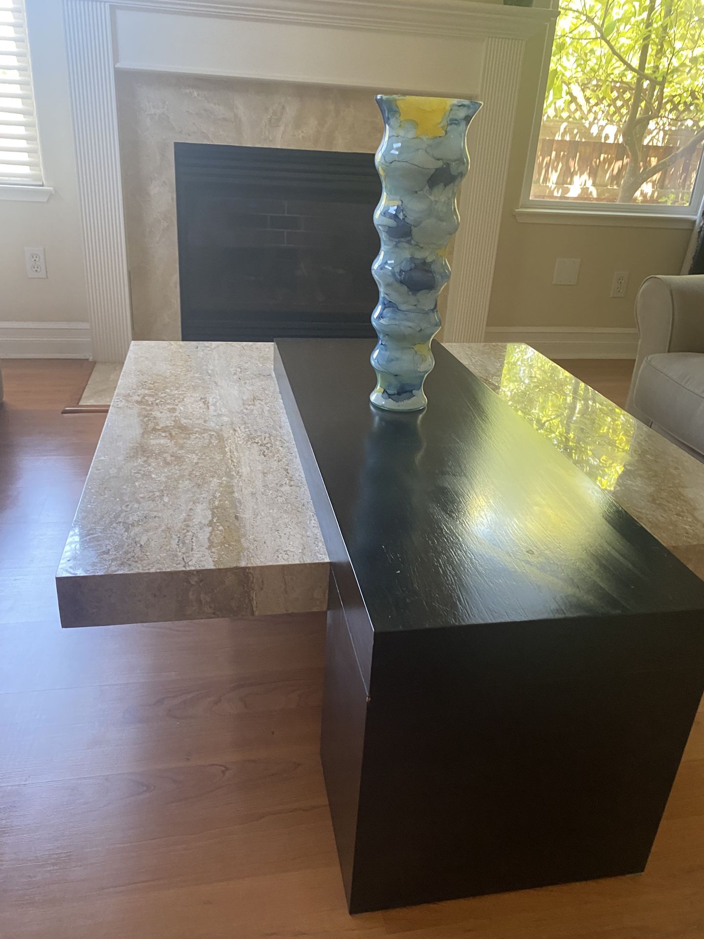 Marble And Wood Coffee Table