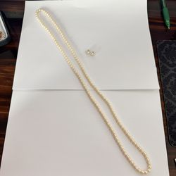 Pearl Necklace And Earrings Set