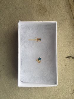 Solid 14k yellow gold, 0.30ctw blue diamond earrings