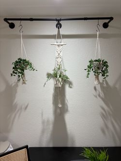 Macrame Plant Hangers with Industrial Pipe Wall Mount
