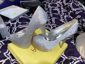 Bling silver high heels size 10