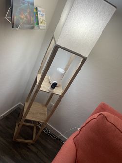 Wooden lamp+shelf, Target- items on it not included