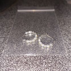 Sterling Silver Plated Flower Hoop Earrings 