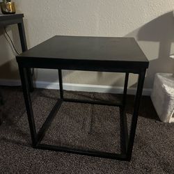 Square End Table Metal Base, Wooden Top