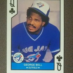 1990 George Bell Toronto Blue Jays Queen-of-Clubs Outfield Playing Baseball Card Vintage Collectible MLB Poker