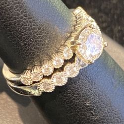 1cttw Center Stone 14kt Wed Ring Set 