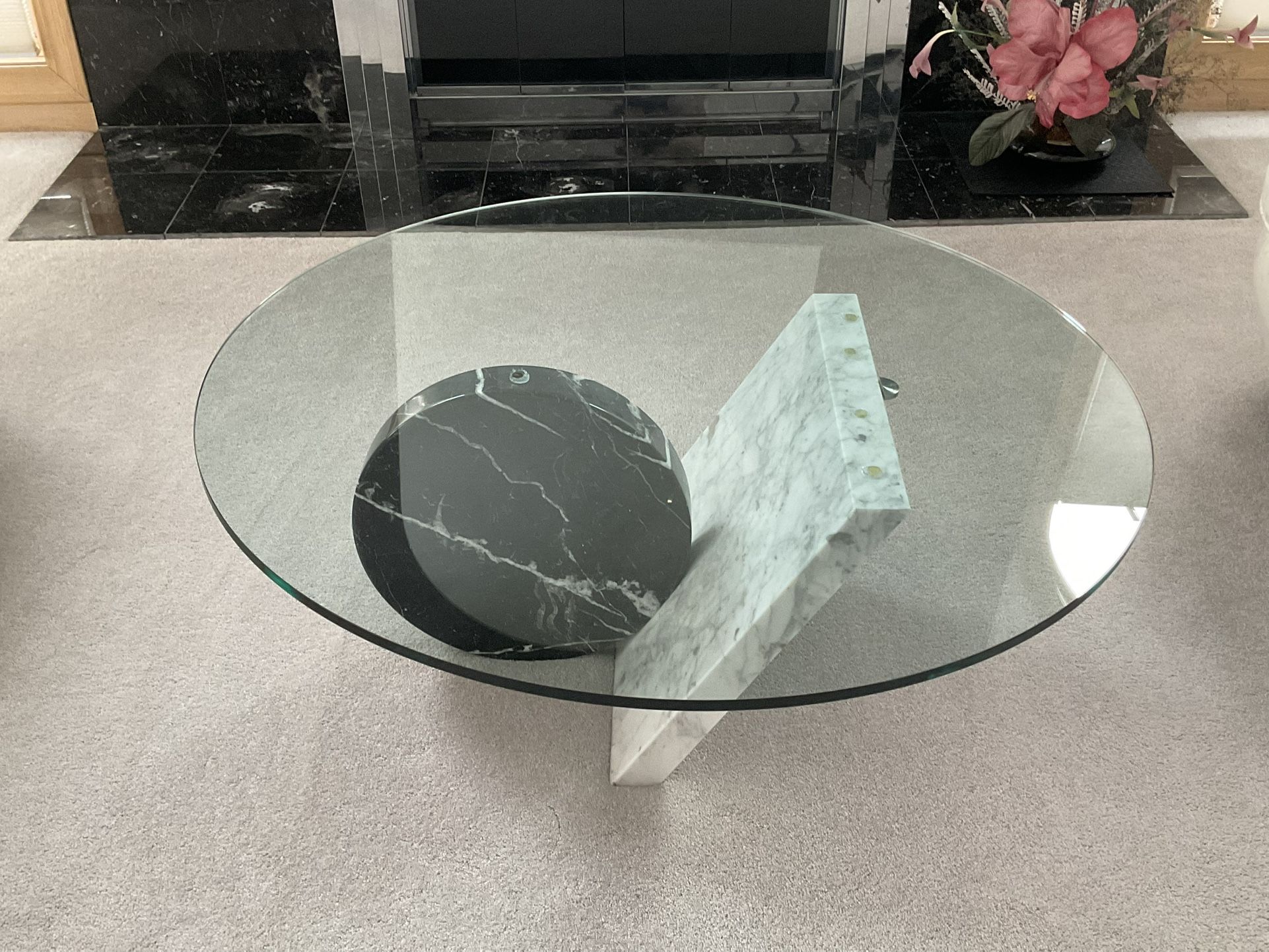 Glass And Marble Coffee Table