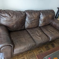 Leather Couch w/ Pull Out Bed