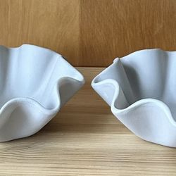 Set Of 2 Pampered Chef Beige Stoneware Tortilla Shell Bakers 2181 8”x8”x3” USA