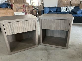 Night Stand Set of 2 Nightstands with Drawer Storage Fluted Bed Side Table End Table Large Modern Wide Bedside Stand Mid Century Night Stands for Bedr