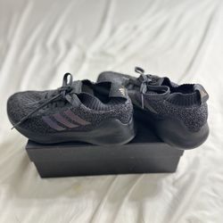Adidas Running Shoes Women's Size 5.5 Pure Bounce Reflective Knit Black Sneakers