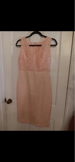 Blush Pink Lace Bodice Midi Dress
