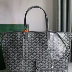 GOYARD Saint Louis Mother and Child Shoulder Bag, Grey Large Size 40 * 20 * 34