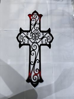Cross Metal Sign 23.5x11.5 18 Gauge Steel Wall Decor