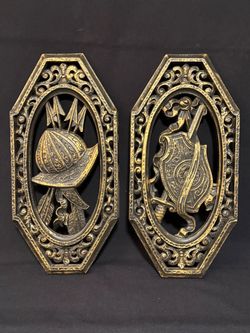 Vintage 1968 Homco Spanish Conquistador Wall Plaques